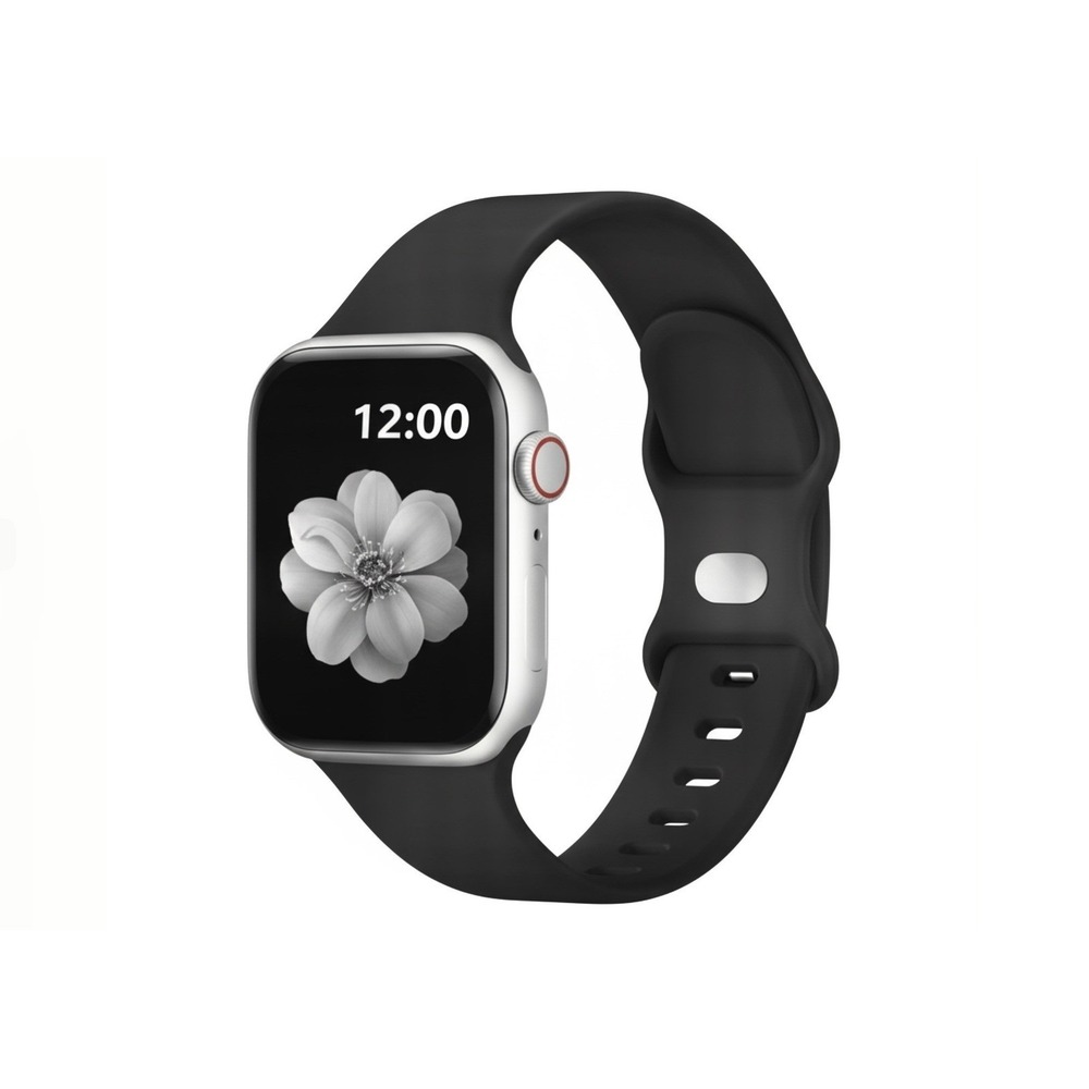 Apple iWatch Compatible Series 9-1 Sporty Black Silicone Watch Band 38/40/41mm